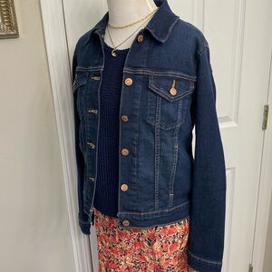 LEVIS Classic Denim Trucker Jacket ~ Dark Wash Indigo Blue Jean ~Copper Buttons!